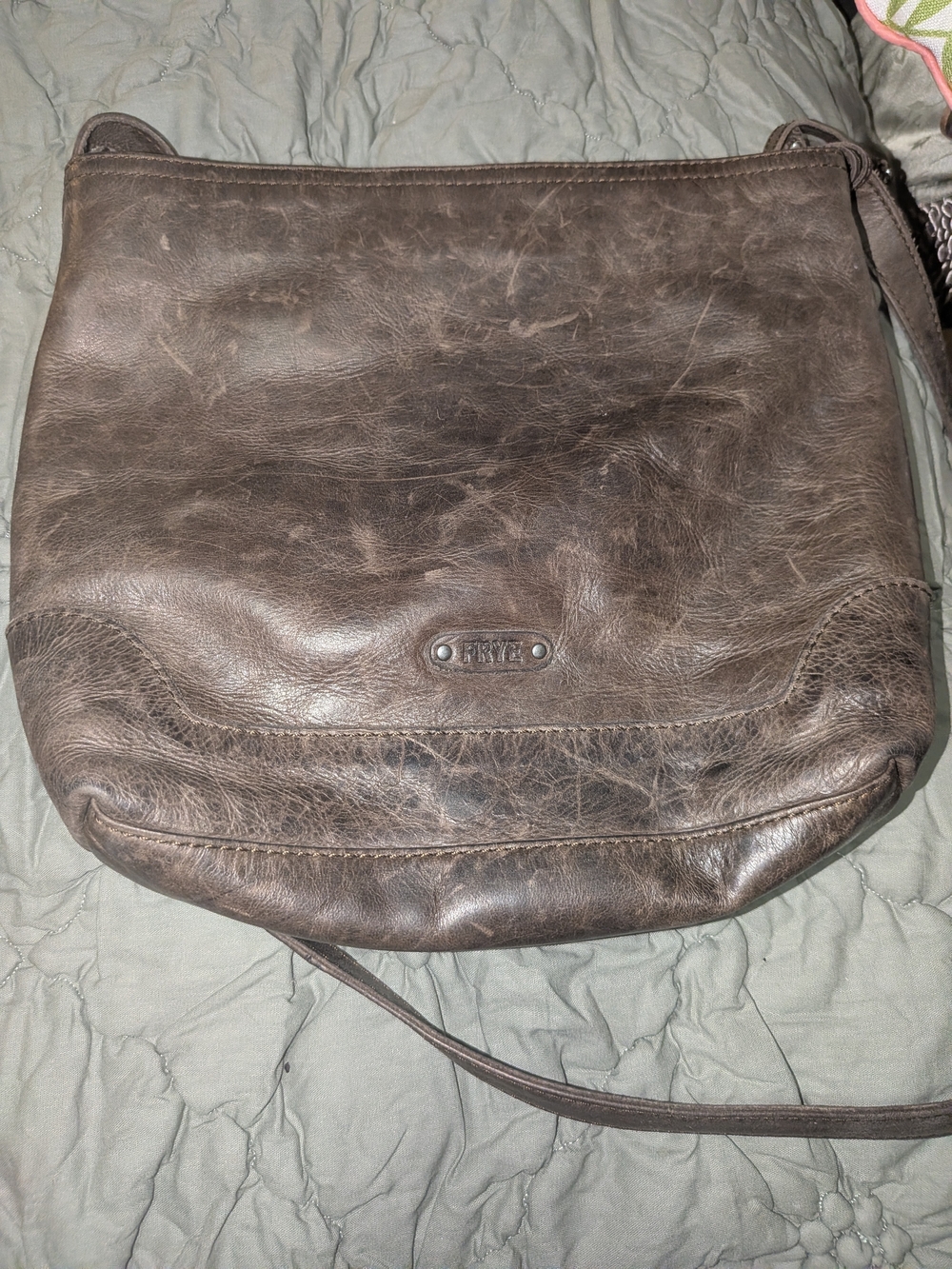 Frye Distressed Dark Brown Leather Messenger Bag